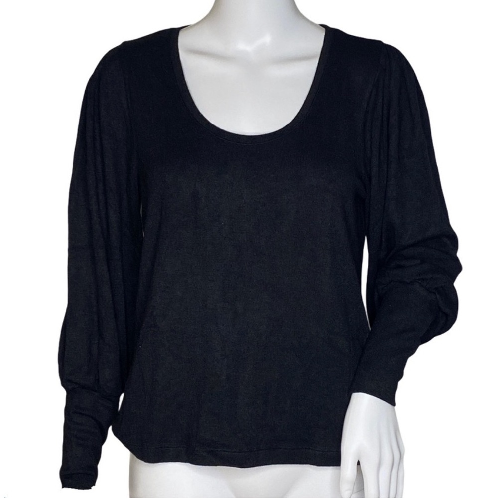 Madewell Puff Long Sleeve Scoop Neck Top Lightweight Sweater